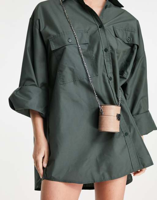 Truffle Collection cylinder shoulder bag in beige