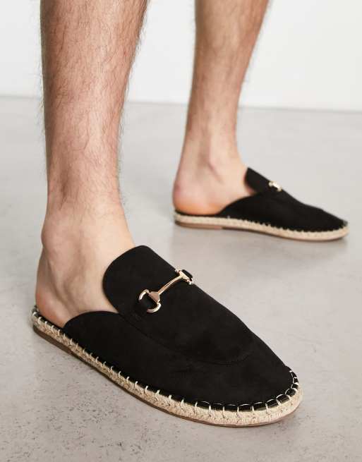 Truffle Collection – Czarne klapki espadryle z imitacji zamszu