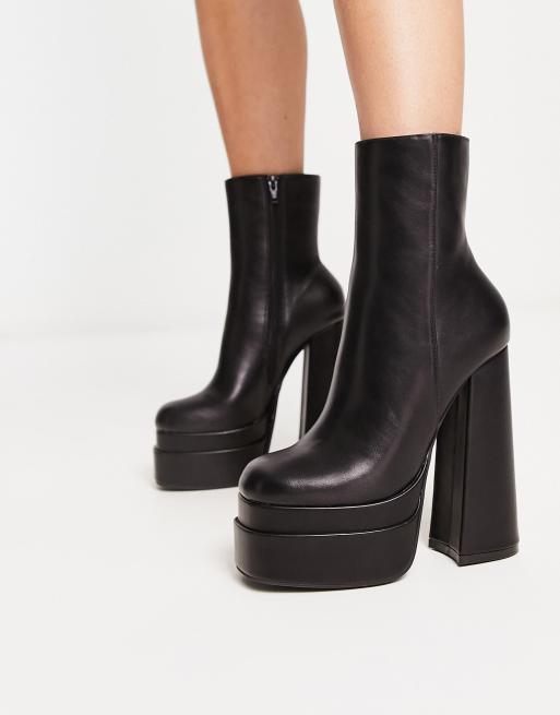 Truffle Collection double platform high ankle boots in black