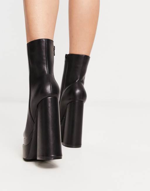 Truffle Collection double platform high ankle boots in black