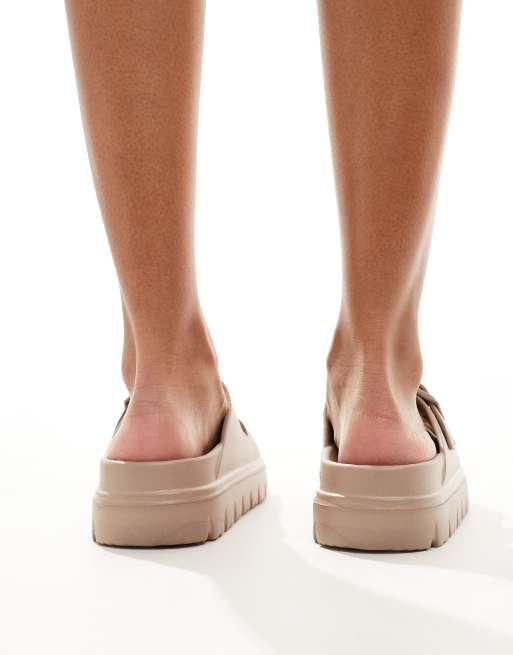 Truffle Collection double strap rubber footbed sandals in brown ASOS