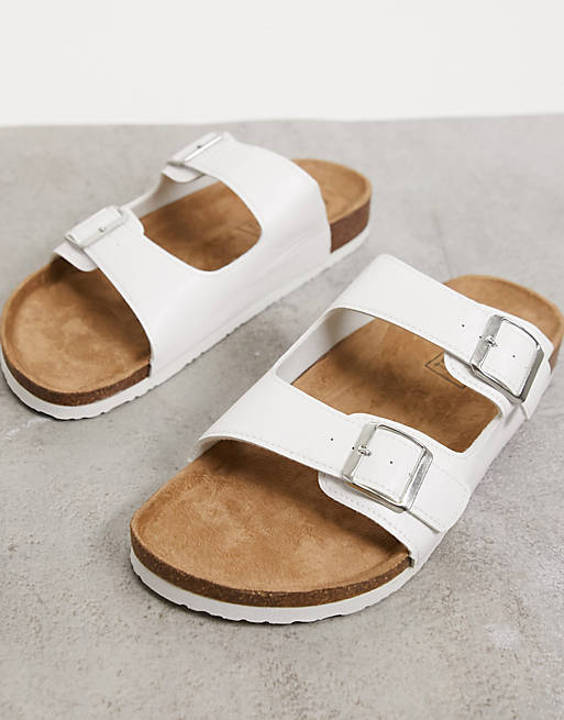 Truffle Collection double strap sandal in white