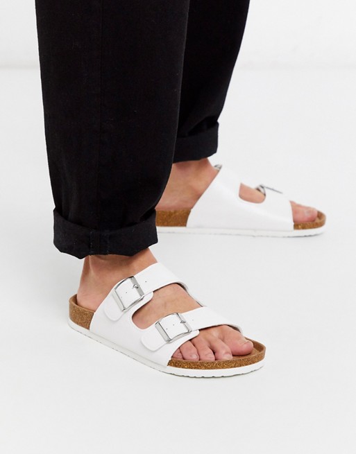 Truffle Collection double strap sandal in white