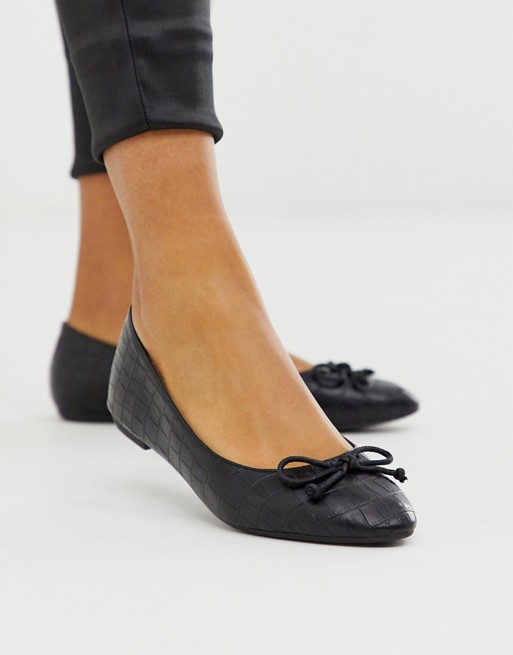Truffle Collection easy ballet flats in black croc