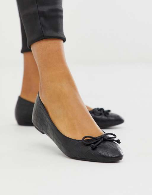 black croc ballet flats