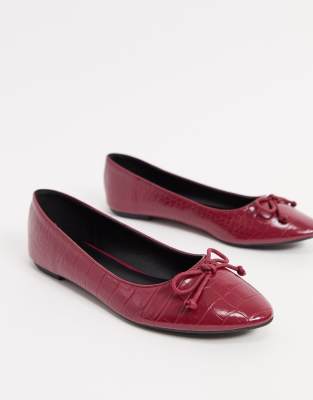 burgundy pointed toe flats