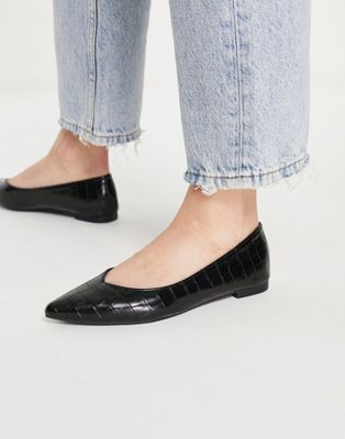 Truffle Collection easy ballet flats with pointed toe in black