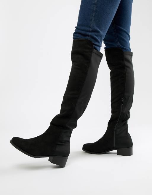 Truffle Collection Elastic Flat Over Knee Boots | ASOS