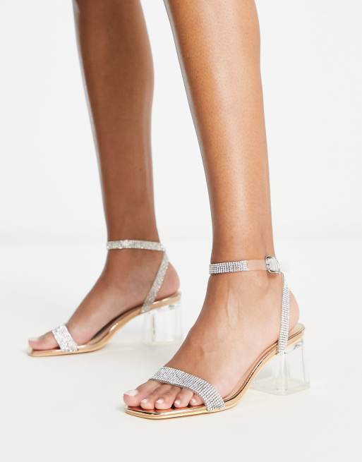 Rose gold glitter sandal on sale heels