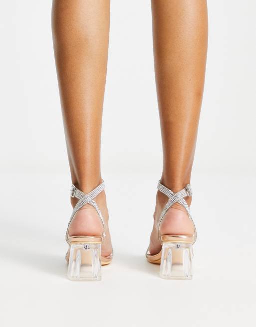 Clear strap best sale gold heels