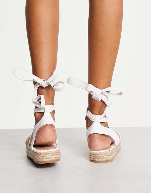 White tie up sales espadrilles