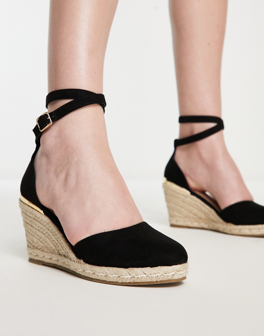 Truffle Collection espadrille wedges in black
