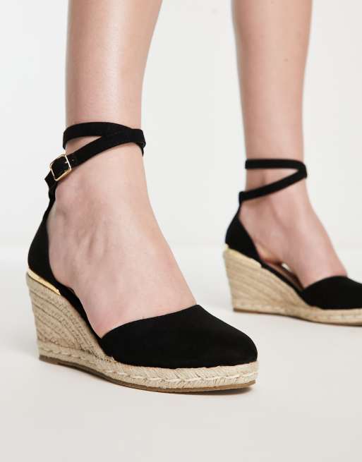 Truffle Collection espadrille wedges in black | ASOS