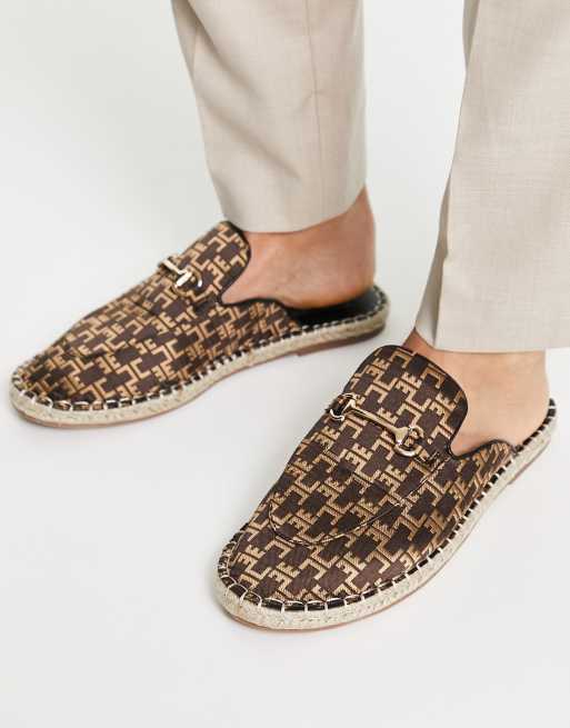 Truffle Collection - Espadrillemuiltjes met afwerking en print in multi