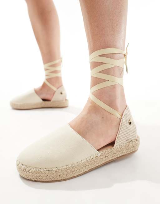 Truffle Collection - Espadrilles crema con laccio alla caviglia, 4 di 4