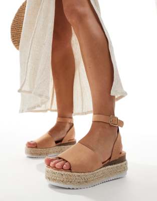 Truffle Collection - Espadrilles in Beige mit flacher Plateausohle-Neutral