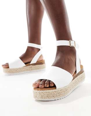 Truffle Collection - Espadrilles in Weiß mit flacher Plateausohle