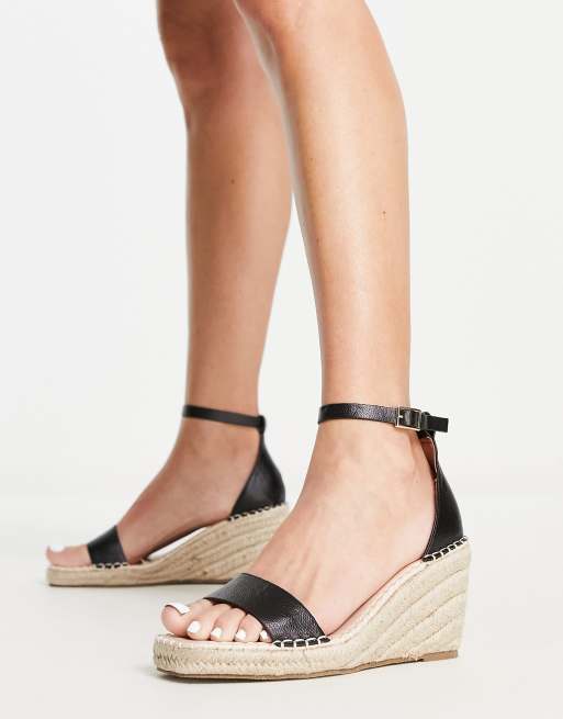 Truffle Collection - Espadrilles larges et compensées - Noir
