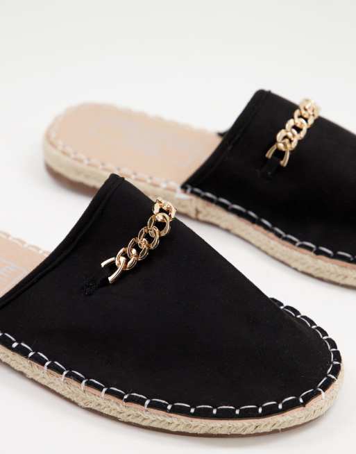 Truffle Collection Espadrilles ouvertes en similicuir avec finitions en m tal Noir