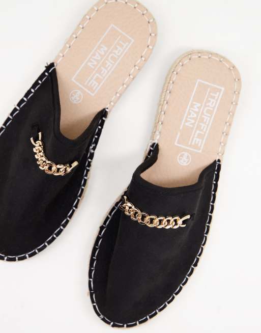 Truffle Collection - Espadrilles ouvertes en similicuir avec finitions en métal - Noir, 3 de 4