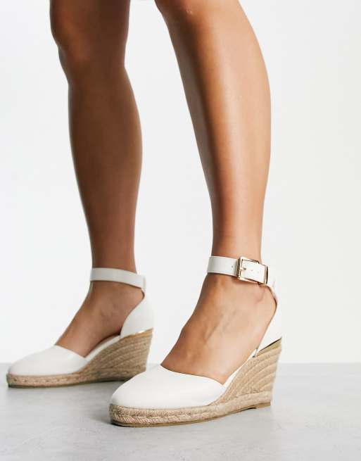 Truffle Collection espradrille wedges in white