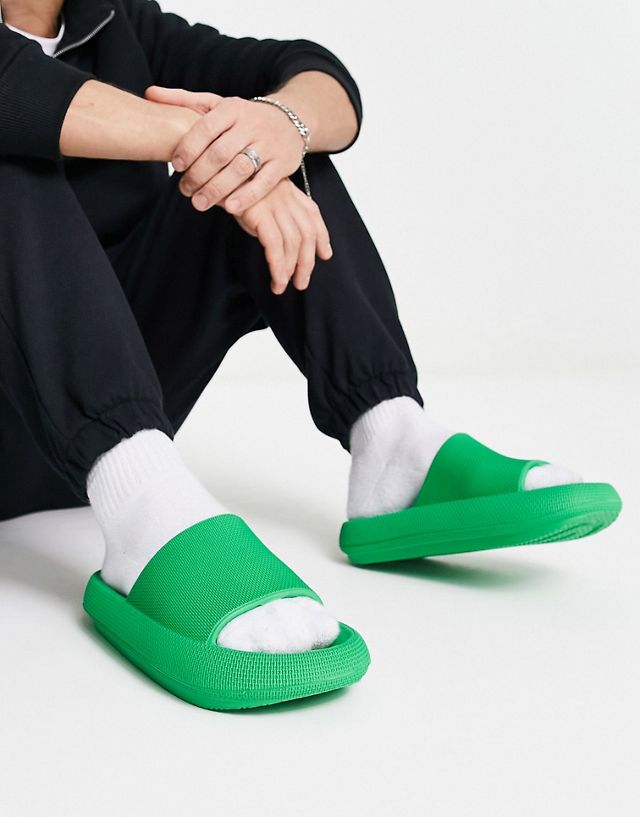 Truffle Collection extra chunky slides in green