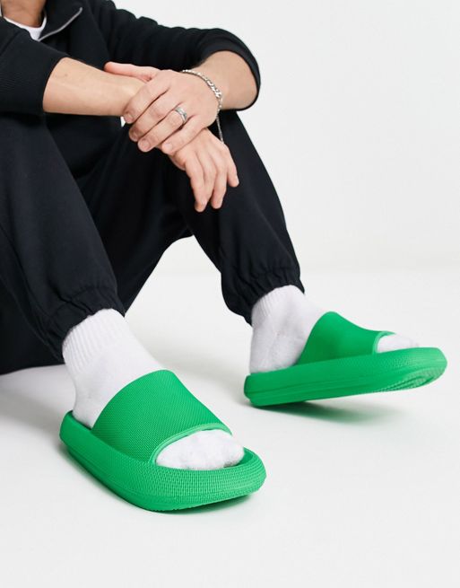 Truffle Collection extra chunky slides in green | ASOS