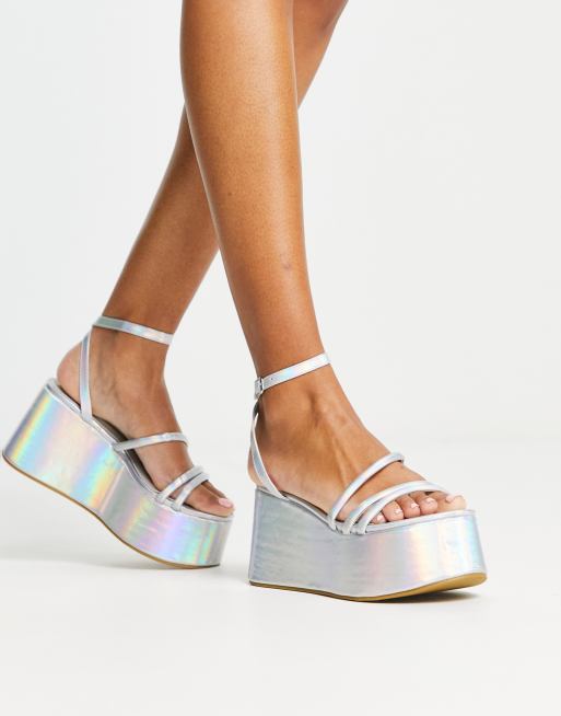 Womens holographic hot sale sandals