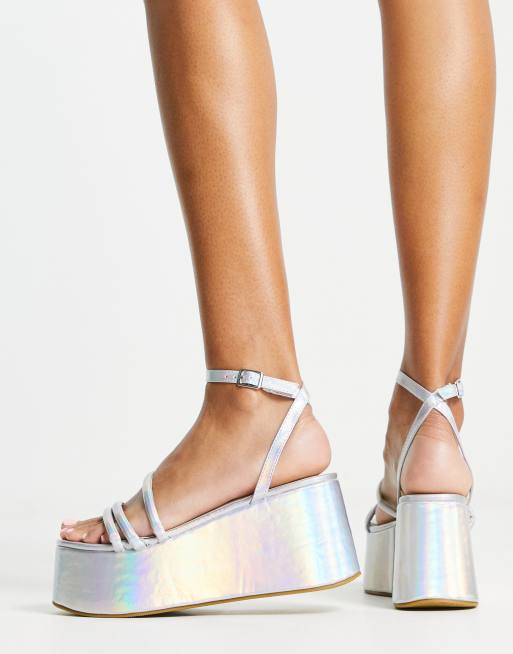 Holographic double hot sale strap sandals