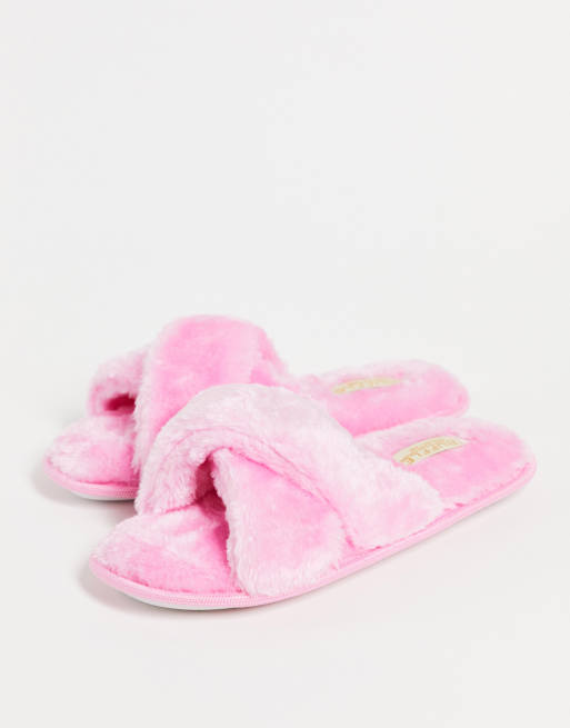 Pink sales crossover slippers