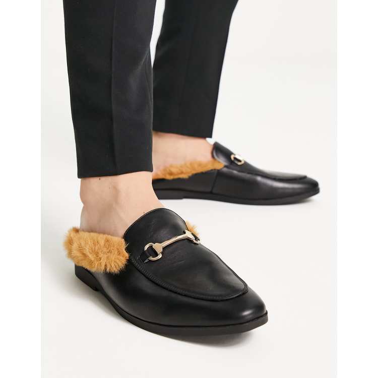 Men's Coolito Logo Shearling Lined Mule Loafers In Black