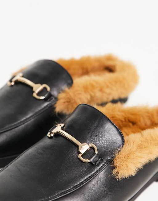 Faux fur lined loafers sale