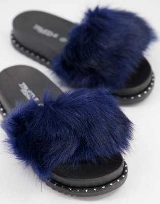 faux fur slider slippers