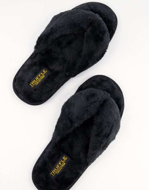 Thong store fur slippers