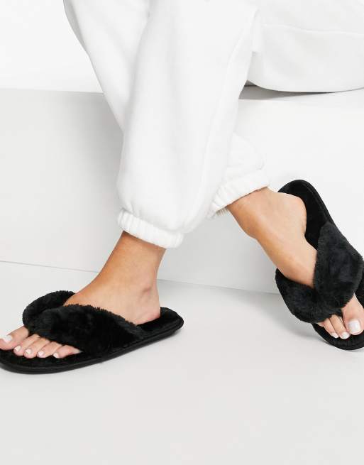 Thong cheap fur slippers