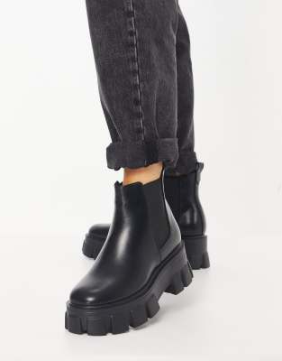 faux leather chunky boots