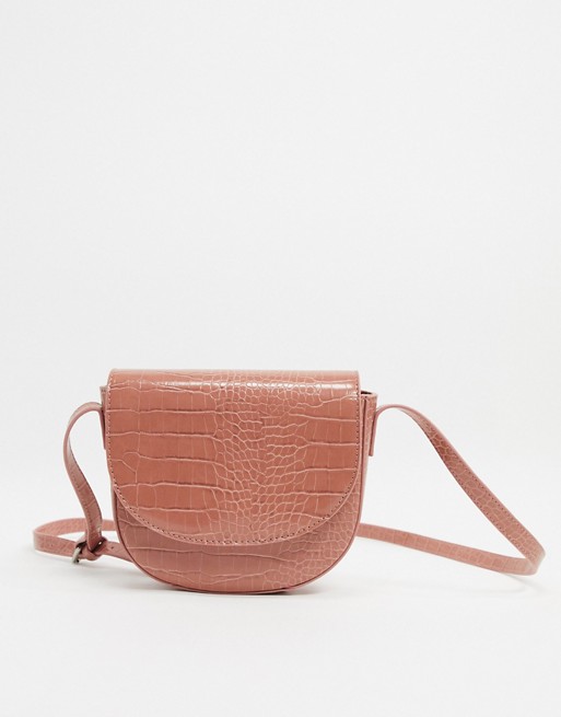 Truffle Collection Faux Leather croc embossed halfmoon cross body