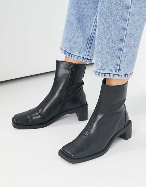 Square toe on sale leather ankle boots