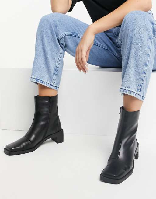 Faux leather flat clearance boots