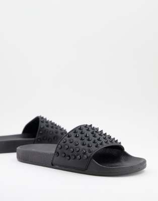 black stud sliders