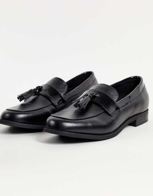 Truffle Collection faux leather tassel loafers in black | ASOS