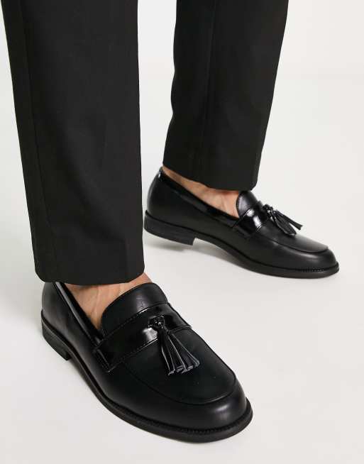 Truffle Collection faux leather tassel loafers in black | ASOS