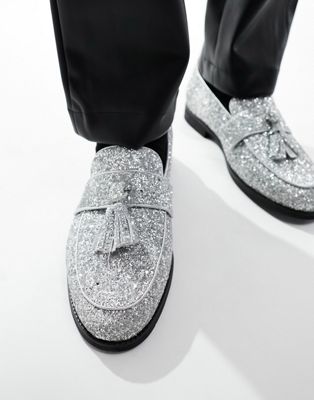  faux leather tassel loafers  glitter