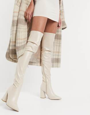 beige thigh high boots