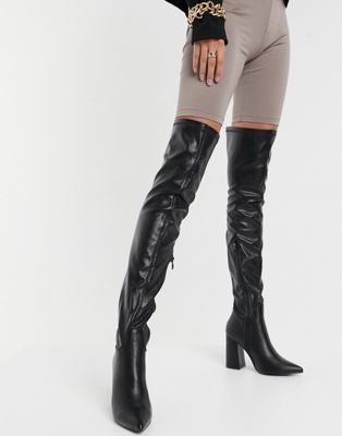 pu leather thigh high boots