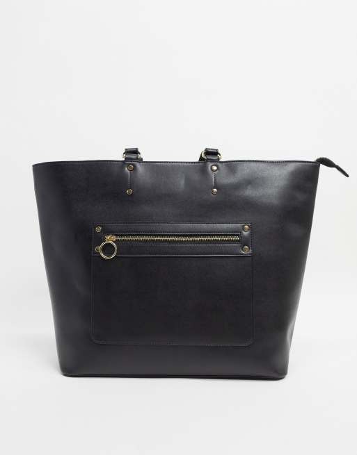 Truffle Collection zip pocket tote bag in black