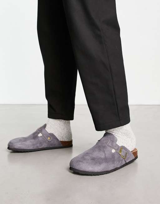 Grey suede sale clogs