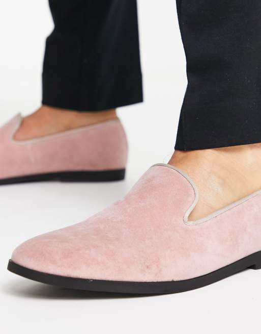 Truffle Collection faux suede slip on loafers in pink