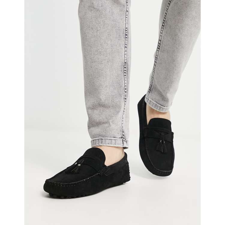 Asos design tassel loafers hot sale in black faux suede