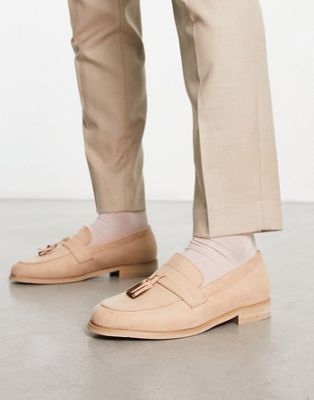 Truffle Collection faux suede tassel loafers in stone - ASOS Price Checker